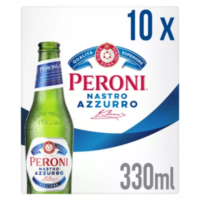Peroni Nastro Azzurro Beer Lager Bottles 10x330ml 